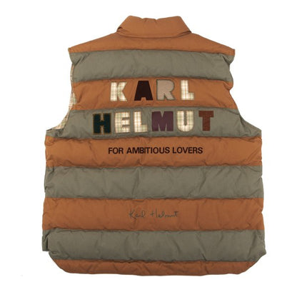 Karl Helmut Cotton Logo Patch Border Down Vest Orange Size M
