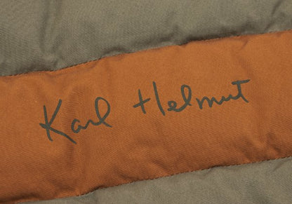 Karl Helmut Cotton Logo Patch Border Down Vest Orange Size M
