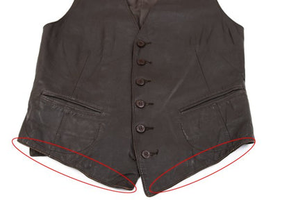 Papas Wood Button Leather Vest Brown Size M