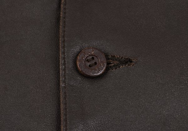 Papas Wood Button Leather Vest Brown Size M
