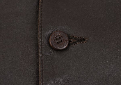 Papas Wood Button Leather Vest Brown Size M