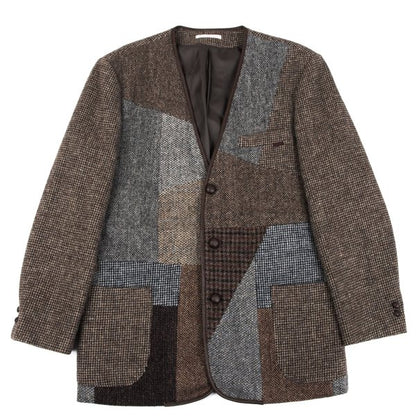 Papas Harris Tweed Patchwork Jacket Brown Size M46
