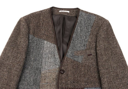 Papas Harris Tweed Patchwork Jacket Brown Size M46