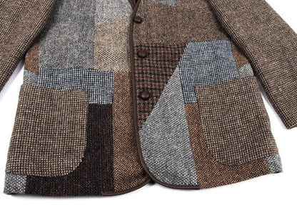 Papas Harris Tweed Patchwork Jacket Brown Size M46