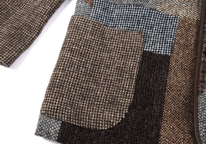 Papas Harris Tweed Patchwork Jacket Brown Size M46