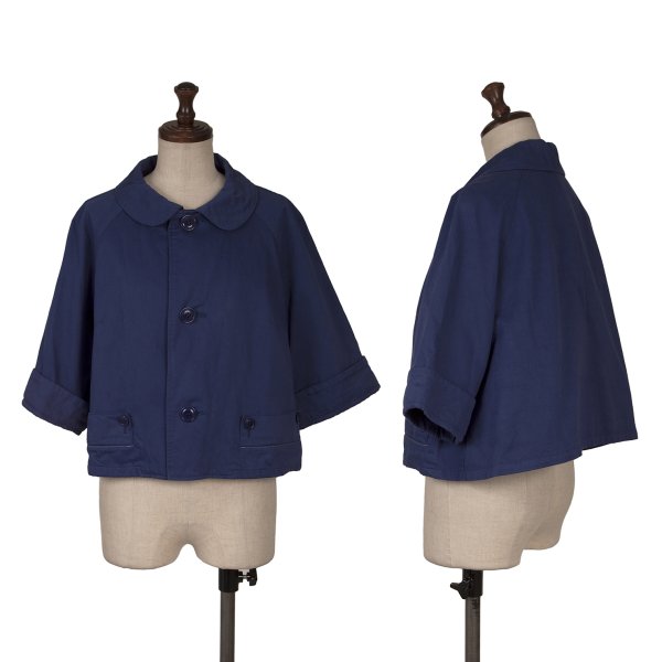 Yohji Yamamoto NOIR Cotton Raglan Round Jacket Blue Size 2