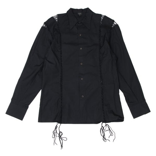 Jean Paul GAULTIER HOMME Cotton Lace-Up Shirt Black Size 48