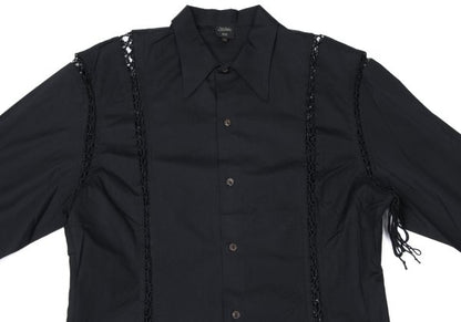 Jean Paul GAULTIER HOMME Cotton Lace-Up Shirt Black Size 48