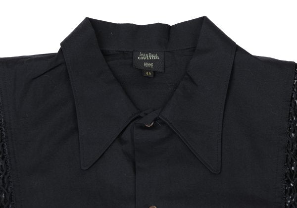 Jean Paul GAULTIER HOMME Cotton Lace-Up Shirt Black Size 48