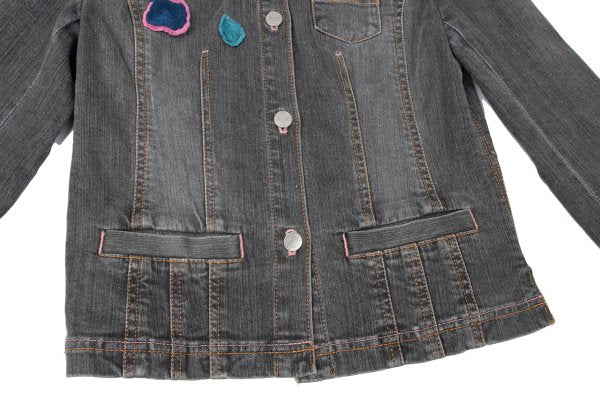 SONIA RYKIEL Colorful Floral Patch Jacket Black Size 38