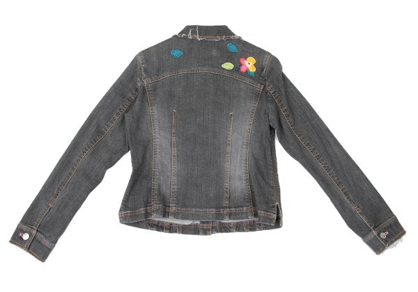 SONIA RYKIEL Colorful Floral Patch Jacket Black Size 38