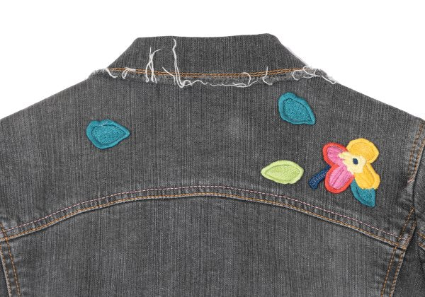 SONIA RYKIEL Colorful Floral Patch Jacket Black Size 38