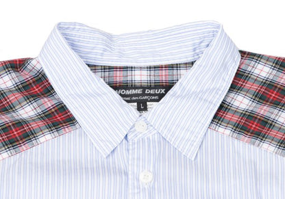 COMME des GARCONS HOMME DEUX Yoke Check Shirt Blue Size L