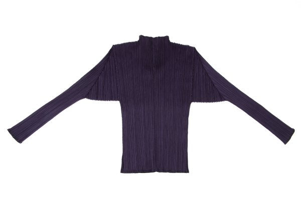 PLEATS PLEASE Zigzag Skipper High Neck L/S Tee Purple Size 4