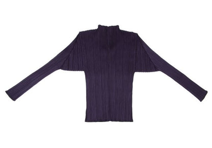 PLEATS PLEASE Zigzag Skipper High Neck L/S Tee Purple Size 4