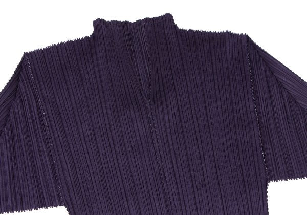 PLEATS PLEASE Zigzag Skipper High Neck L/S Tee Purple Size 4