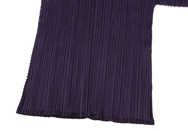 PLEATS PLEASE Zigzag Skipper High Neck L/S Tee Purple Size 4