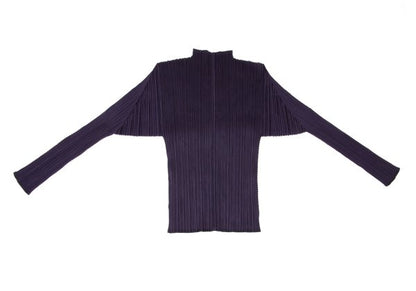 PLEATS PLEASE Zigzag Skipper High Neck L/S Tee Purple Size 4