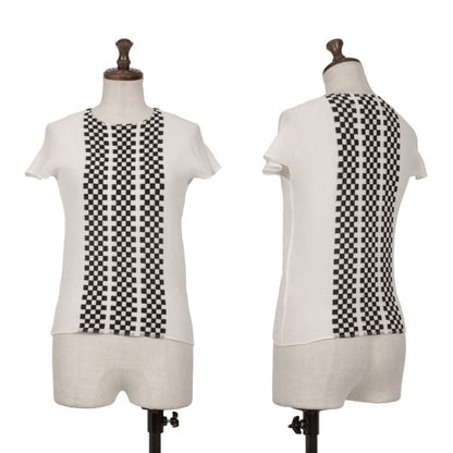 ISSEY MIYAKE PLEATS (T) Stretch Pleated White Black T-Shirt Size 3
