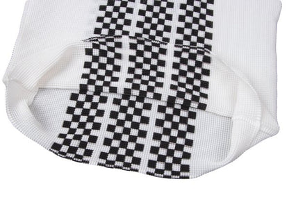 ISSEY MIYAKE PLEATS (T) Stretch Pleated White Black T-Shirt Size 3