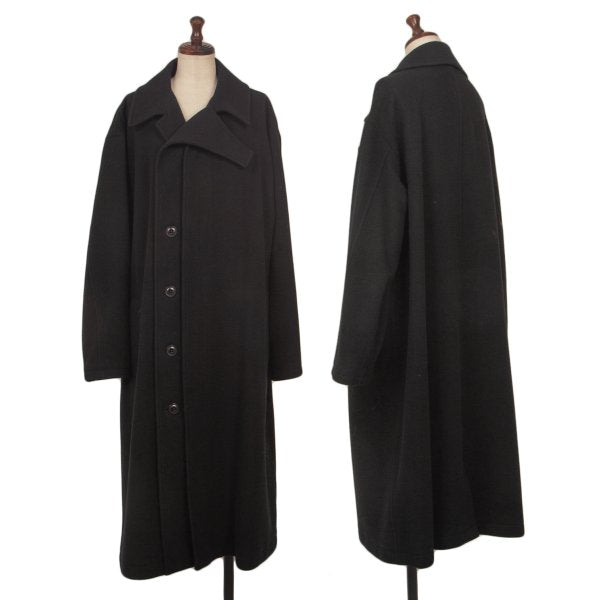 Y's 24AW Wool Mossa Left Lapel Coat Black Size 1