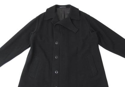 Y's 24AW Wool Mossa Left Lapel Coat Black Size 1