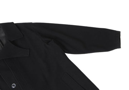 Y's 24AW Wool Mossa Left Lapel Coat Black Size 1