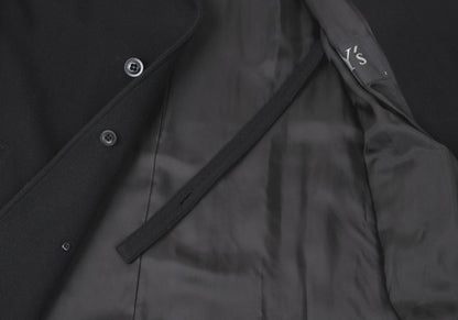 Y's 24AW Wool Mossa Left Lapel Coat Black Size 1