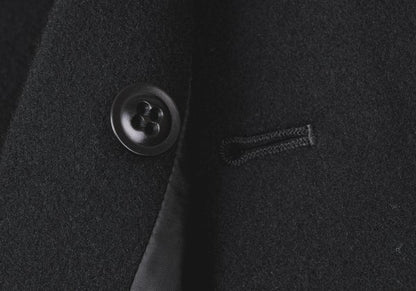 Y's 24AW Wool Mossa Left Lapel Coat Black Size 1