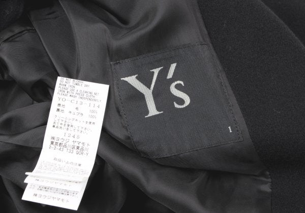 Y's 24AW Wool Mossa Left Lapel Coat Black Size 1
