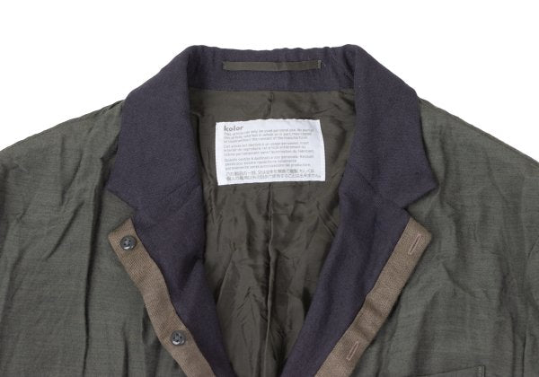 kolor 13SS Knit Layered Wrinkled Jacket Green Size 1