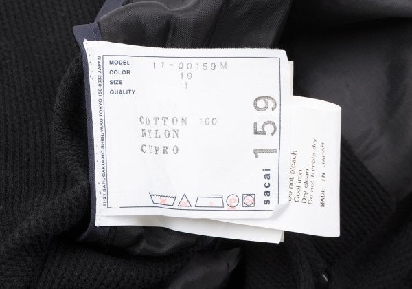 sacai Cotton Waffle Tailored Blazer Black Size 1