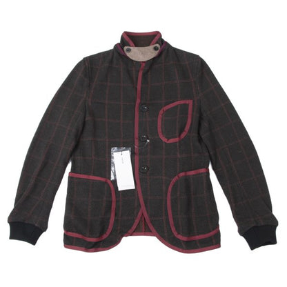 sacai Cotton Blend Check Knit Jacket Charcoal Size 1
