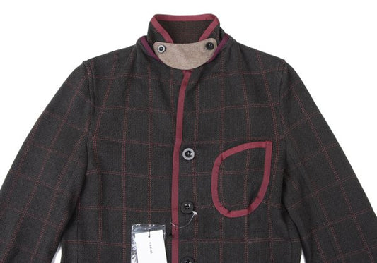 sacai Cotton Blend Check Knit Jacket Charcoal Size 1