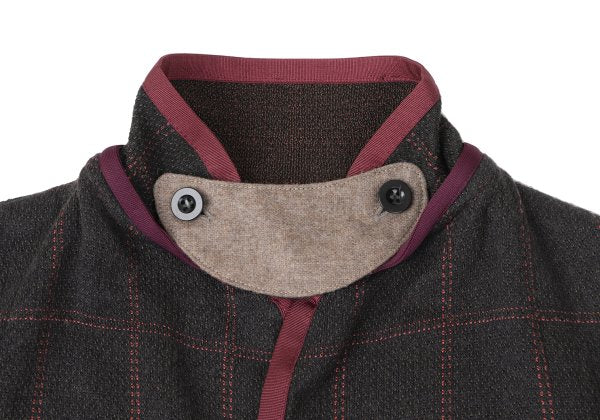 sacai Cotton Blend Check Knit Jacket Charcoal Size 1