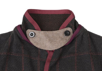 sacai Cotton Blend Check Knit Jacket Charcoal Size 1