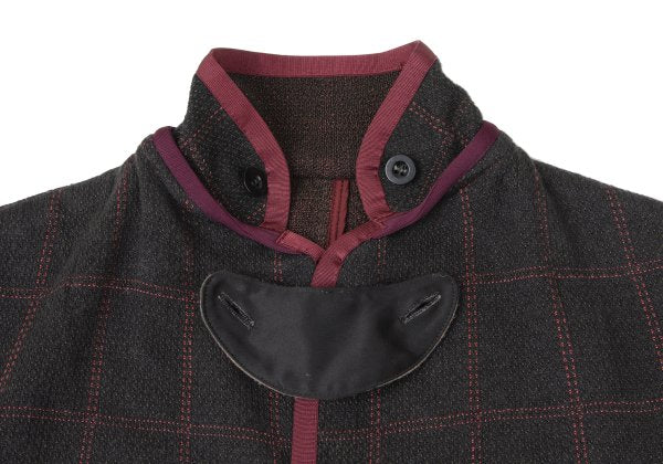 sacai Cotton Blend Check Knit Jacket Charcoal Size 1