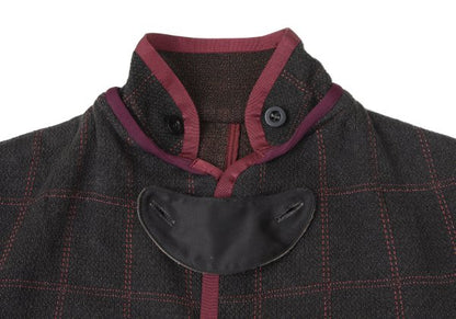 sacai Cotton Blend Check Knit Jacket Charcoal Size 1
