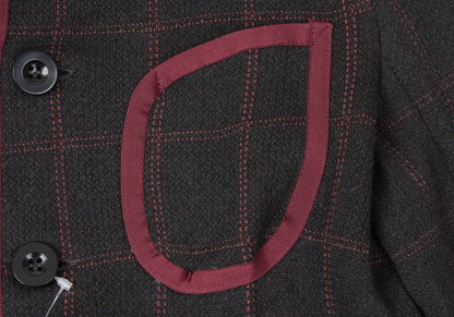 sacai Cotton Blend Check Knit Jacket Charcoal Size 1