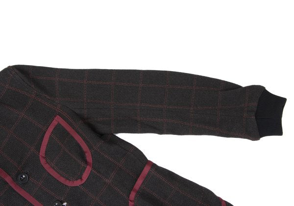 sacai Cotton Blend Check Knit Jacket Charcoal Size 1
