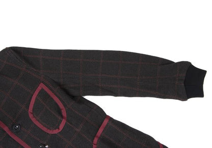 sacai Cotton Blend Check Knit Jacket Charcoal Size 1