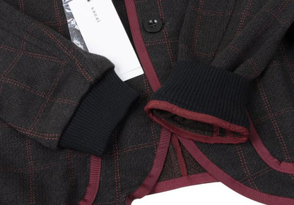 sacai Cotton Blend Check Knit Jacket Charcoal Size 1