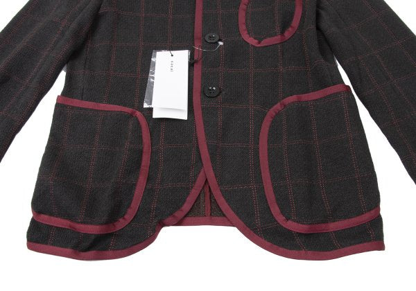 sacai Cotton Blend Check Knit Jacket Charcoal Size 1