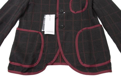 sacai Cotton Blend Check Knit Jacket Charcoal Size 1