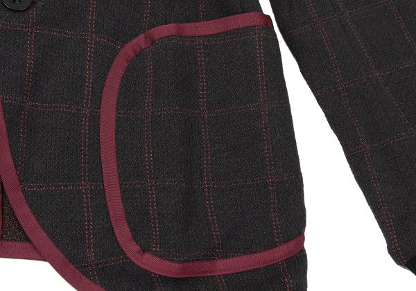 sacai Cotton Blend Check Knit Jacket Charcoal Size 1