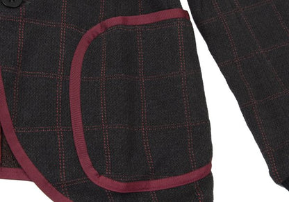 sacai Cotton Blend Check Knit Jacket Charcoal Size 1