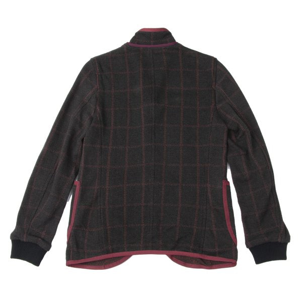 sacai Cotton Blend Check Knit Jacket Charcoal Size 1