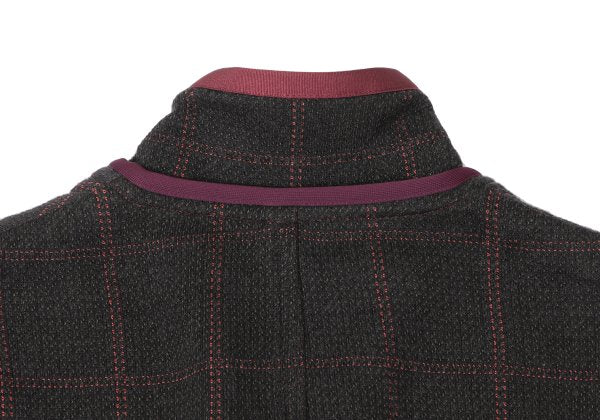 sacai Cotton Blend Check Knit Jacket Charcoal Size 1
