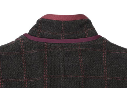 sacai Cotton Blend Check Knit Jacket Charcoal Size 1