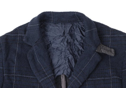 sacai Cotton Ramie Wrinkled Check Jacket Blue Size 1